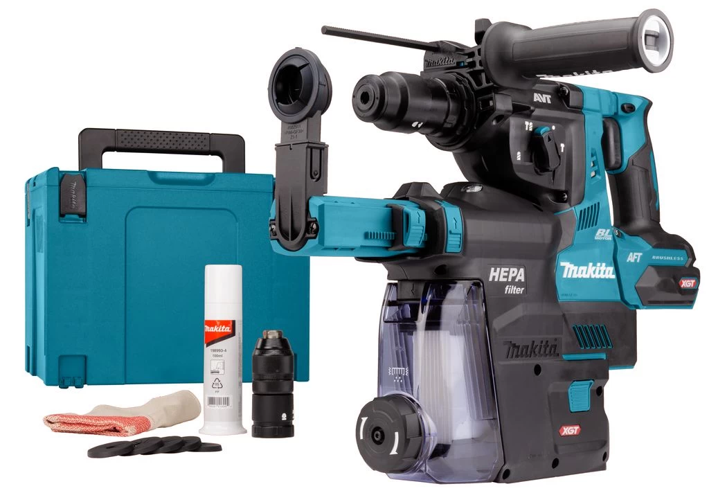 Makita HR004GM202 XGT 40V Max Li-Ion Accu SDS-Plus Combihamer Set (2x 4,0Ah) Incl. Stofafzuigsysteem In Mbox - 2,9J - Koolborstelloos 4 Makita HR004GM202 XGT 40V Max Li-Ion Accu SDS-Plus Combihamer Set (2x 4,0Ah) Incl. Stofafzuigsysteem In Mbox - 2,9J - Koolborstelloos - Afbeelding 2