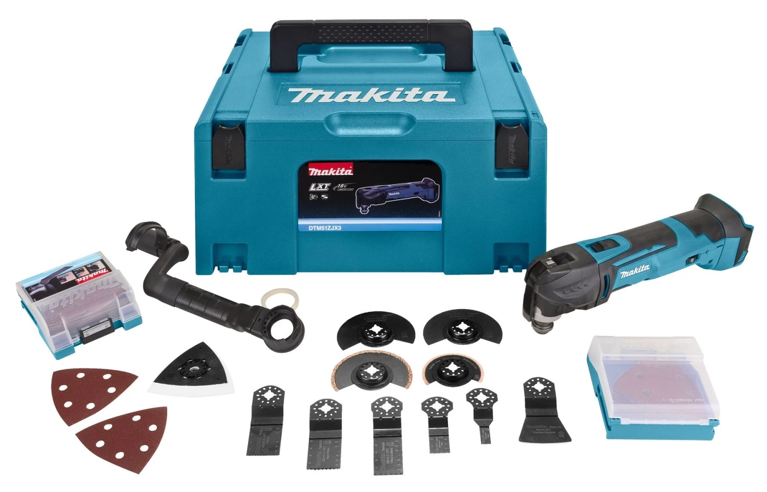 Makita DTM51RTJX3 18V Li-Ion Accu Multitool Set (2x 5.0Ah Accu) + 41 Delige Accessoireset In Mbox - Snelwissel 4 Makita DTM51RTJX3 18V Li-Ion Accu Multitool Set (2x 5.0Ah Accu) + 41 Delige Accessoireset In Mbox - Snelwissel - Afbeelding 2