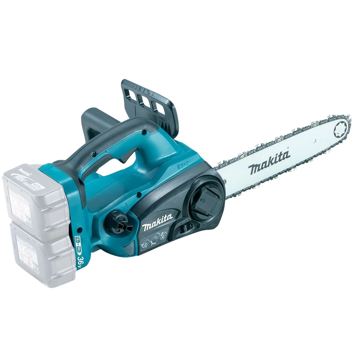 Makita DUC302SET 36V (2x 18V) Li-Ion Accu Kettingzaag Set (2x 5.0Ah Accu) + Zaagbok En Kettingzaagolie 4 Makita DUC302SET 36V (2x 18V) Li-Ion Accu Kettingzaag Set (2x 5.0Ah Accu) + Zaagbok En Kettingzaagolie - Afbeelding 2