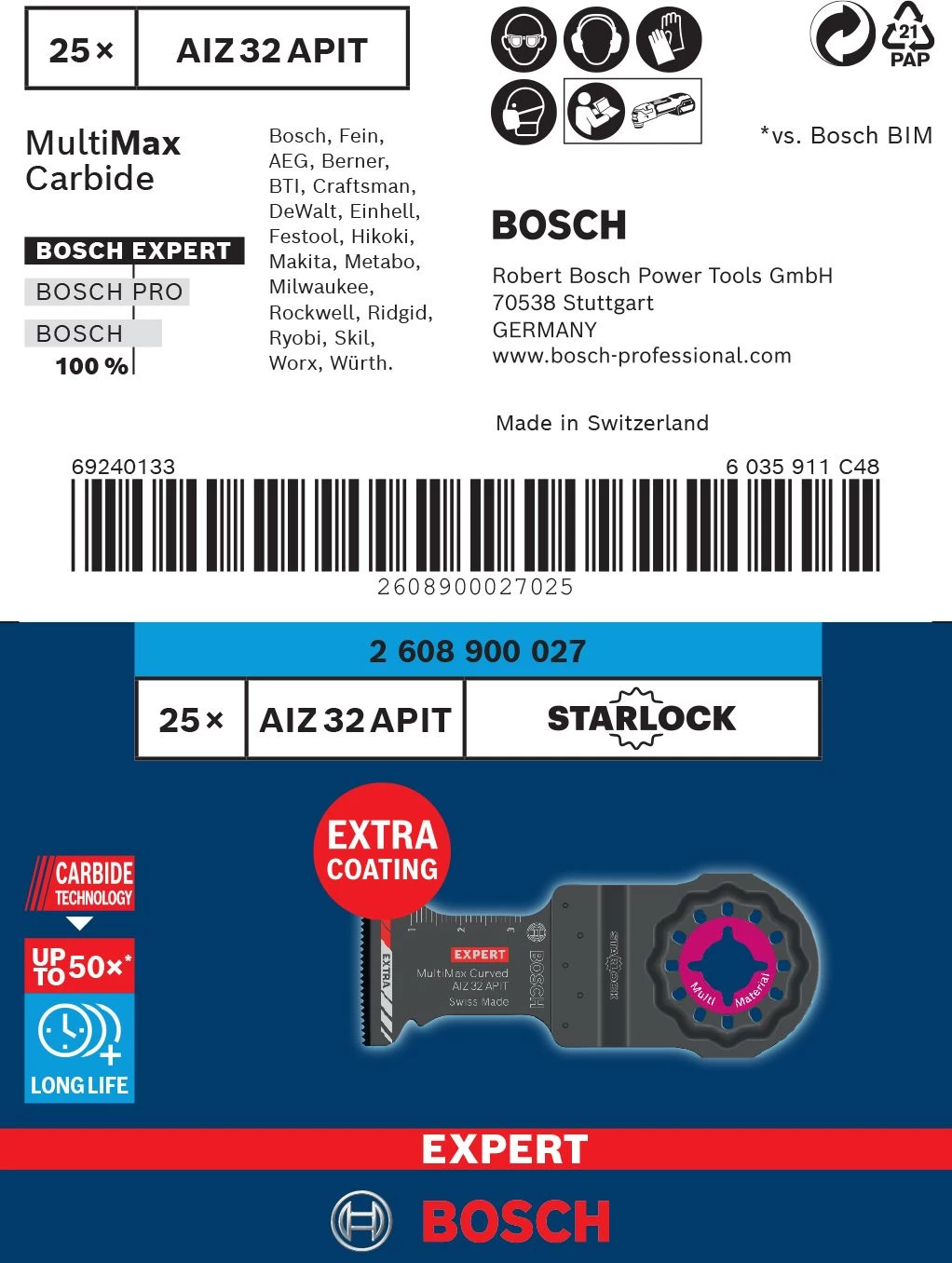 Bosch 2608900027 EXPERT Starlock CoatedCarbide Invalzaagblad AIZ 32 APIT Carbide, Multimaterial, Curved-Tec 32 X 40 Mm 5 Bosch 2608900027 EXPERT Starlock CoatedCarbide Invalzaagblad AIZ 32 APIT Carbide, Multimaterial, Curved-Tec 32 X 40 Mm - Afbeelding 3