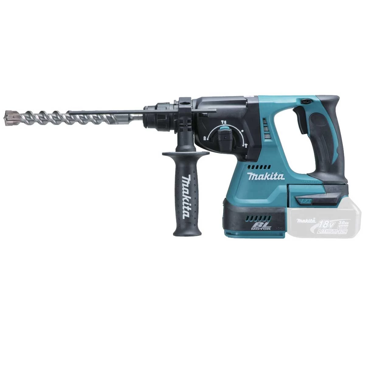 Makita DHR243Z 18V Li-Ion Accu SDS-plus Combihamer Incl. Snelspanboorkop Body - 2J - Koolborstelloos 3 Makita DHR243Z 18V Li-Ion Accu SDS-plus Combihamer Incl. Snelspanboorkop Body - 2J - Koolborstelloos