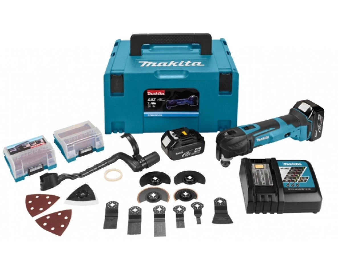 Makita DTM51RTJX3 18V Li-Ion Accu Multitool Set (2x 5.0Ah Accu) + 41 Delige Accessoireset In Mbox - Snelwissel 3 Makita DTM51RTJX3 18V Li-Ion Accu Multitool Set (2x 5.0Ah Accu) + 41 Delige Accessoireset In Mbox - Snelwissel