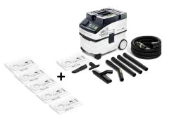 Festool CLEANTEC CT 15 E-Set Stofzuiger - Nat/Droog - 1200W + Festool 204308 Filterzakken (5st)