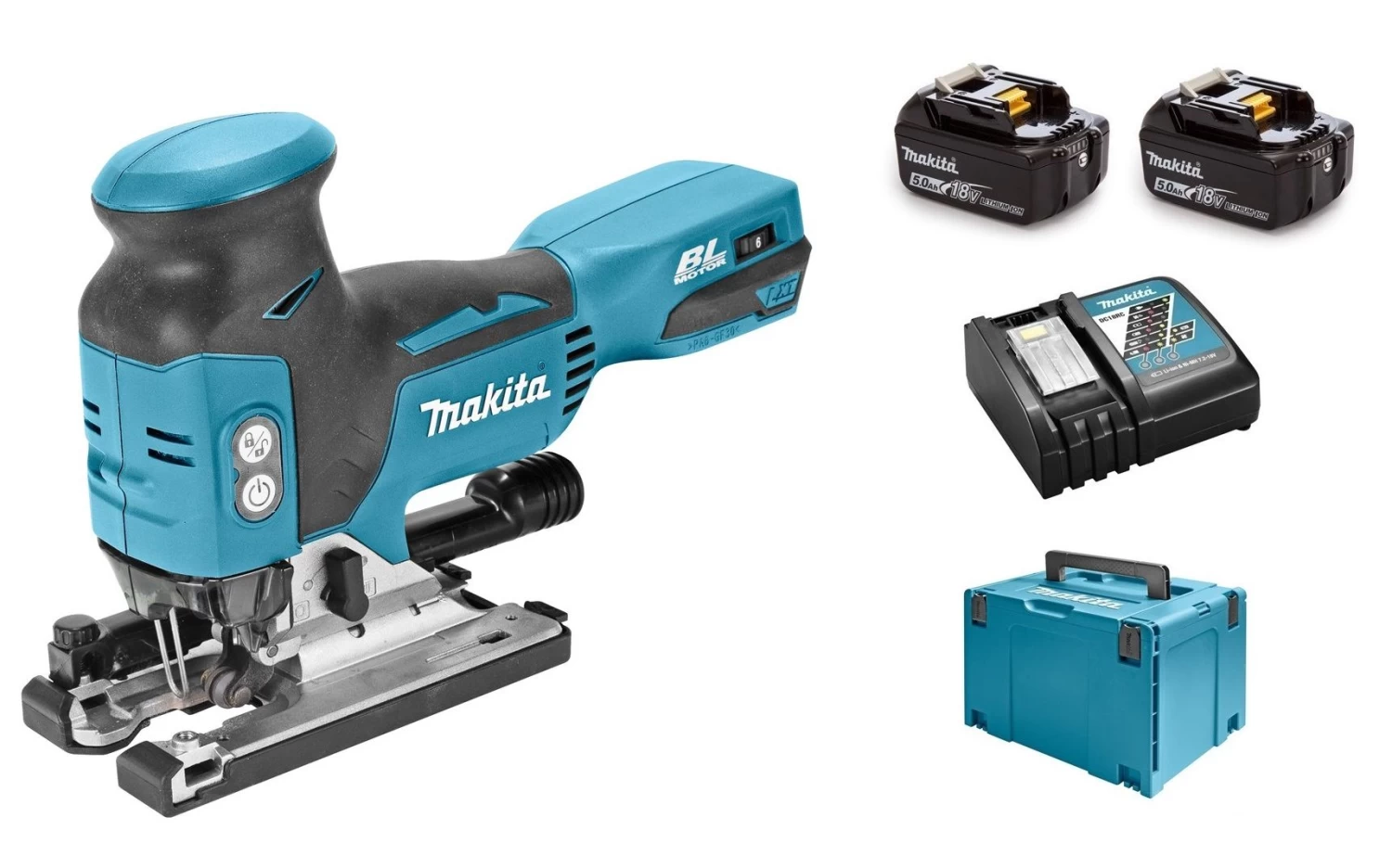 Makita DJV181RT1J 18V Li-Ion Accu Decoupeerzaag Set (2x 5.0Ah Accu) In Mbox - T-greep - Variabel - Koolborstelloos 3 Makita DJV181RT1J 18V Li-Ion Accu Decoupeerzaag Set (2x 5.0Ah Accu) In Mbox - T-greep - Variabel - Koolborstelloos