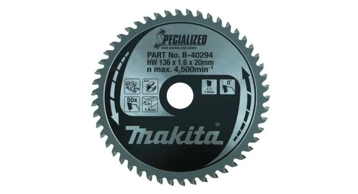 Makita B-40294 Specialized Cirkelzaagblad - 136 X 20 X 50T - Aluminium / Trespa / Kunststof 3 Makita B-40294 Specialized Cirkelzaagblad - 136 X 20 X 50T - Aluminium / Trespa / Kunststof