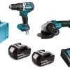 Makita DLX2272TJ 18V Li-Ion Accu Klopboor-/schroefmachine (DHP484Z) & Haakse Slijper (DGA513) Combiset (2x 5.0Ah Accu) In Mbox -Tool Verkoop d064f6c65782a6888a8a63fb6003b4e9