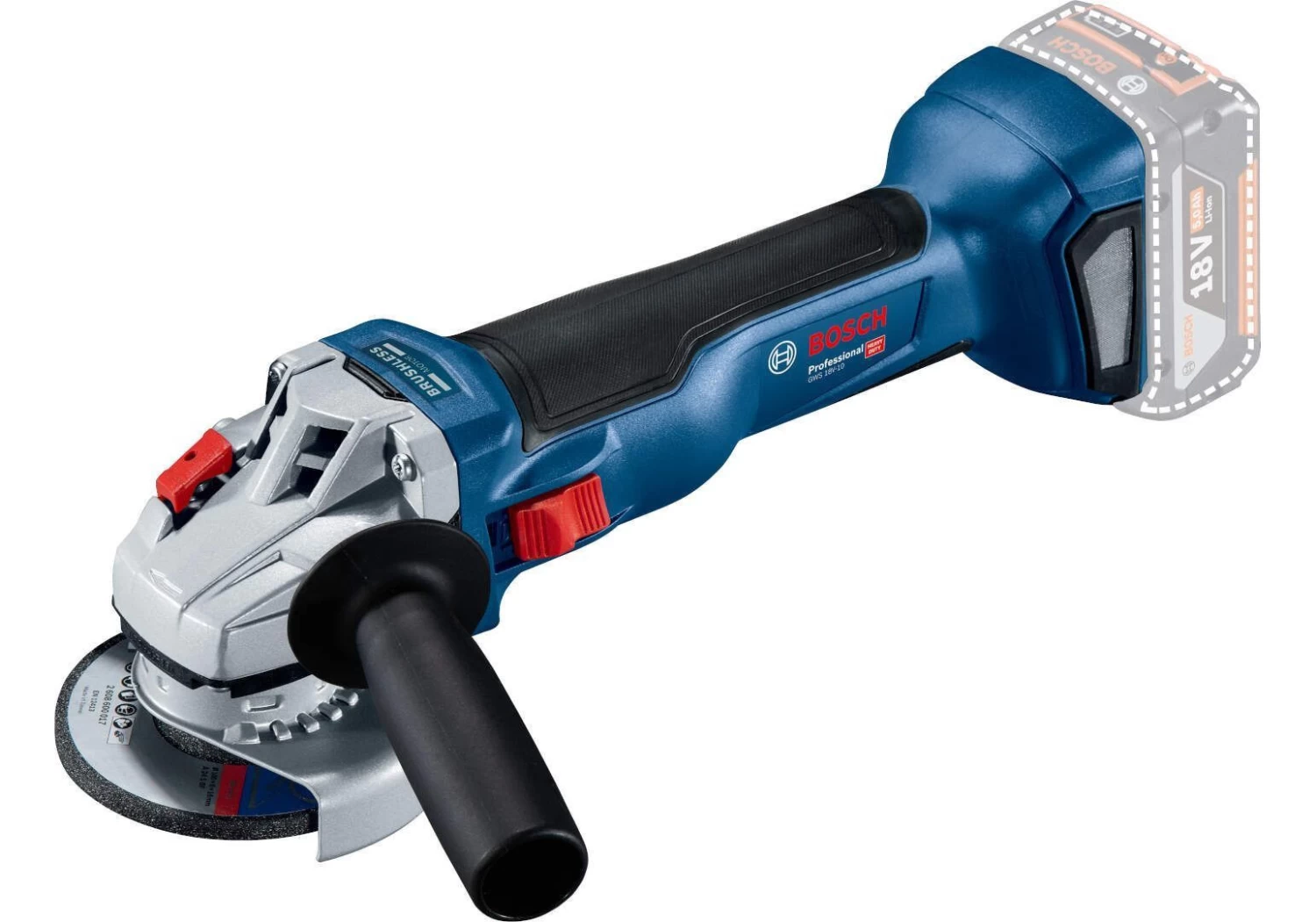 Bosch GWS 18V-10 18V Li-Ion Accu Haakse Slijper Body - 125mm - Koolborstelloos 3 Bosch GWS 18V-10 18V Li-Ion Accu Haakse Slijper Body - 125mm - Koolborstelloos
