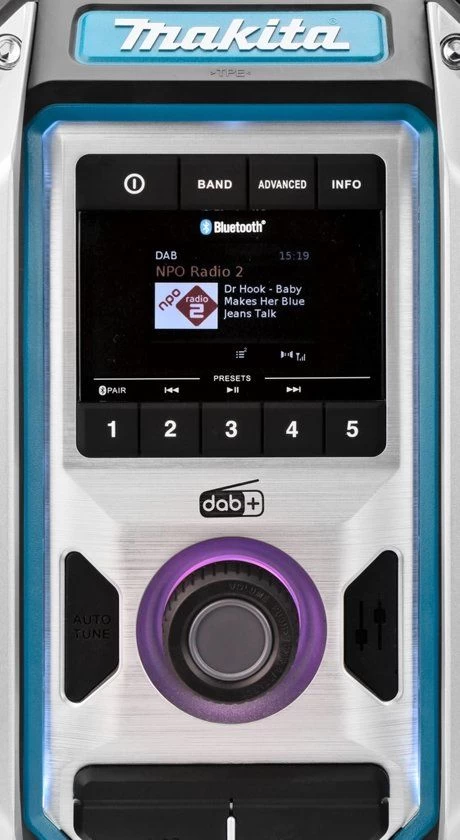 Makita DMR115 10,8-18V Li-Ion Accu Bouwradio - DAB+ - Bluetooth - Werkt Op Netstroom & Accu 8 Makita DMR115 10,8-18V Li-Ion Accu Bouwradio - DAB+ - Bluetooth - Werkt Op Netstroom & Accu - Afbeelding 6